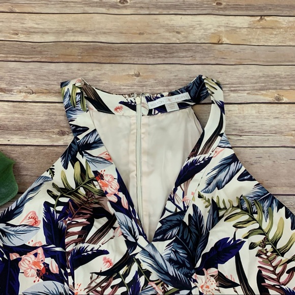 Boston Proper cream and blue tropical floral dress - Picture 2 of 10